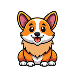 Delightful Corgi Cartoon Illustration with Charming Expression.