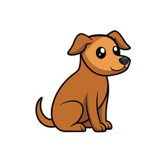 Vector of adorable brown puppy on white background.