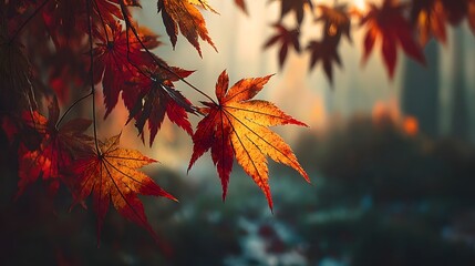 Vibrant autumn leaves against a blurred background.
