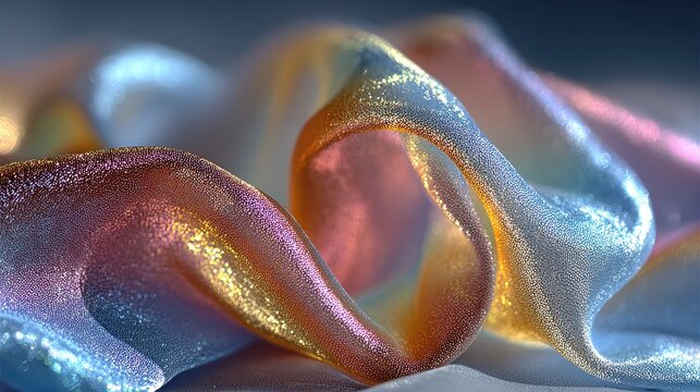 Abstract iridescent fabric swirls in pastel colors