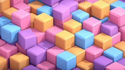 Obraz premium Colorful 3D cubes create an abstract, vibrant background for digital projects.