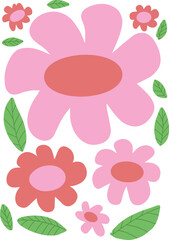flower pink red cute illustration 