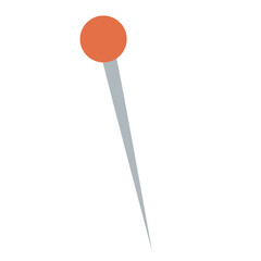 Minimalist flat illustration of a red pushpin, commonly used for attaching notes or papers on bulletin boards.