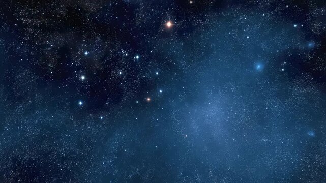 Blue night starry sky with sparkling stars and cosmic dust in deep outer space, dreamy astrology and horoscope background with zodiac constellation patterns for celestial screensaver design