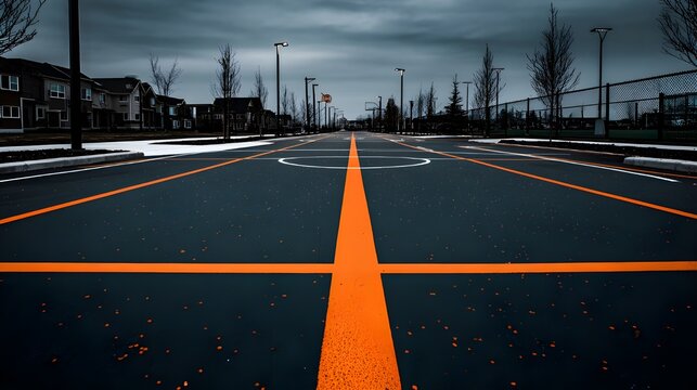 Active alley in a sports suburb with performance tarmac for energetic community recreational areas