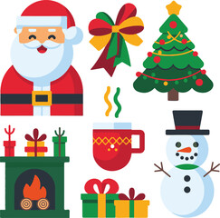Festive Christmas Icons – Santa, Gifts, Tree, Snowman and Holiday Mugs