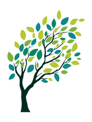 Fototapeta premium Vibrant Tree with Colorful Leaves Vector Illustration A Lively and Artistic Depiction of Nature for Graphic Projects and Creative Designs