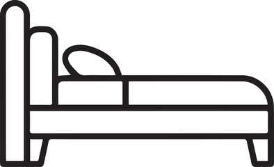 Restful sleep awaits with this minimalist bed icon, perfect for hotel branding, interior design, or relaxation apps, a visual invitation to unwind