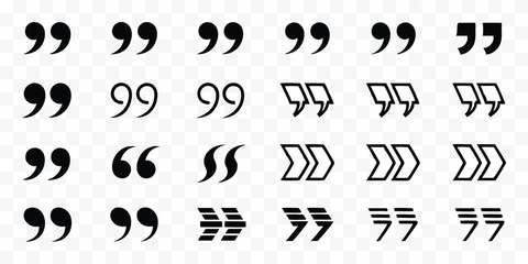 Diverse Collection of Quotation Mark Styles for Design and Typography Projects Showcasing a Variety of Punctuation Marks and Creative Graphic Elements
