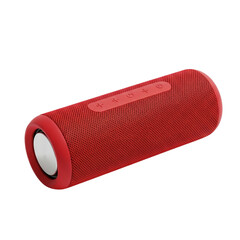 Red portable bluetooth speaker isolated on transparent background