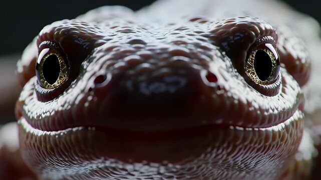 Intimate Close Up of European Green Toad with Detailed Textured Brown Skin and Striking Golden Eyes Wildlife Video Featuring Bufotes Viridis, Perfect for Biology and Nature Content