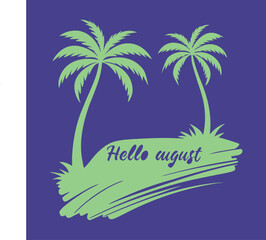 Naklejka premium Vector tropical summer landscape with palm trees on a sandy beach