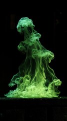 Green ink abstract fluid design