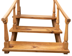  Three-Step Wooden Porch Stairs with Side Rails, Symmetrical Front View