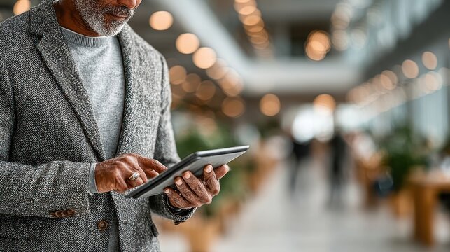 Executive reviewing tablet in office