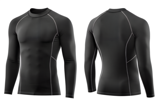 Sleek black long-sleeve athletic compression shirt for peak performance and comfort