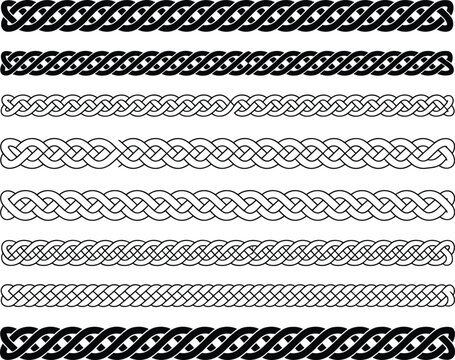 Collection of intricate celtic knot borders and patterns