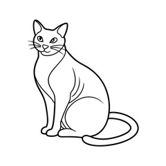 Abstract Cat Outline Minimal Art, Cat line art vector, Cute Cat Outline Vector Design