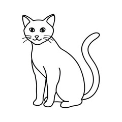 Abstract Cat Outline Minimal Art, Cat line art vector, Cute Cat Outline Vector Design