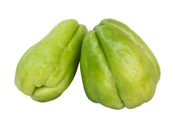 group of fresh green chayote isolated on white