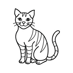 Abstract Cat Outline Minimal Art, Cat line art vector, Cute Cat Outline Vector Design