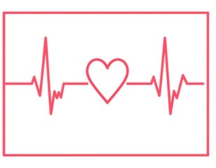 Heartbeat graphic with a heart