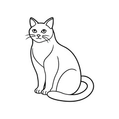 Abstract Cat Outline Minimal Art, Cat line art vector, Cute Cat Outline Vector Design