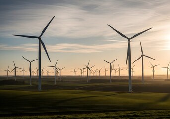 Majestic Wind Farm at Golden Hour
