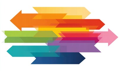 Colorful arrows moving forward, progress concept, white background, website banner (1)