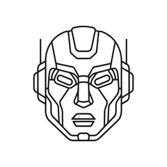 Futuristic robot head outline, vector minimal tech design concept