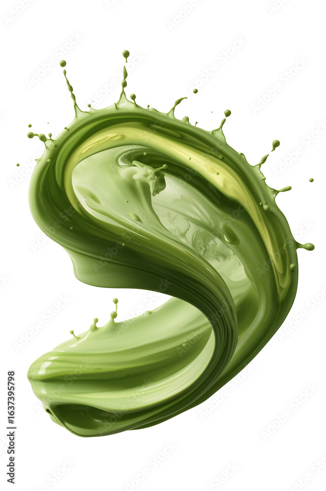 Wall mural dynamic swirling formation of vibrant green liquid creating mesmerizing visual effect with