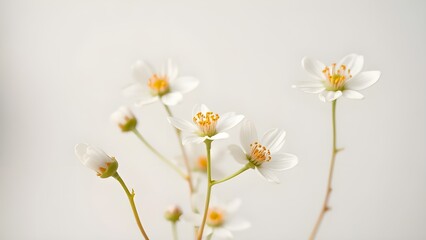 Obraz premium Soft-focus close-up of delicate white wildflowers, creating a dreamy and minimal natural aesthetic.
