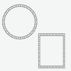 Vector chain frame set in circular and rectangular shapes. Perfect for decorative borders, labels, logo designs, or graphic elements in vintage and modern styles
