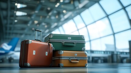 Preparing for adventure vintage suitcases await departure in the terminal s soft glow evoking feelings of travel and