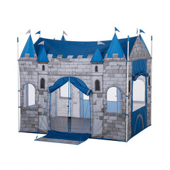 Large Children's Fabric Play Castle with Blue Turrets and Flags