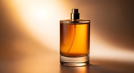 Amber Glass Perfume Bottle on Gradient Background
