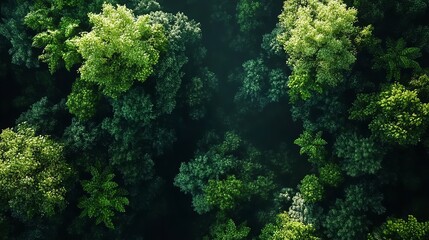 Lost in the Emerald Canopy a breathtaking aerial view captures the serene majesty of a lush vibrant forest in dappled