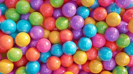 Colorful glossy spheres tightly packed, reflecting light with vivid, bright hues and shiny surfaces.