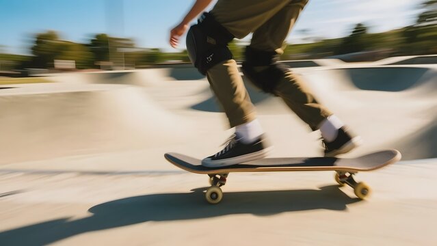 Skateboarder in Motion at a Skatepark