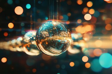 Reflected city lights on a disco ball.