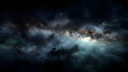 A vast expanse of space filled with nebulae and stars.