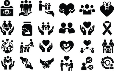 Obraz premium Giving and Generosity Icons Collection