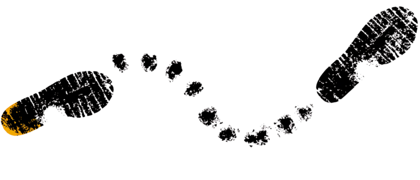 Human shoe prints. Illustration on transparent background 