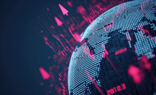 Digital globe with abstract data streams