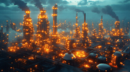 Naklejka premium Generate a vertical refinery tower with advanced engineering