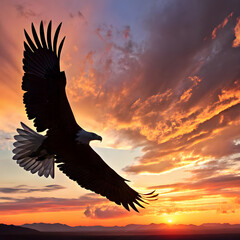 eagle in the sunset