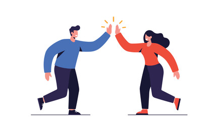 Obraz premium High Five Celebration Man and woman joyfully high-fiving each other, teamwork