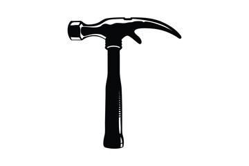 digital colorful vibrant crisp clean stylish elegant modern detailed professional high quality Silhouette of a Hammer A Tool for Building and Construction in Black and White