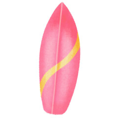 pink surfboard with yellow curved line sea ocean beach summer hobby sport isolated on white clipart png transparent illustration