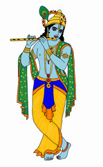 Obraz premium hand drawn digital art of lord krishna